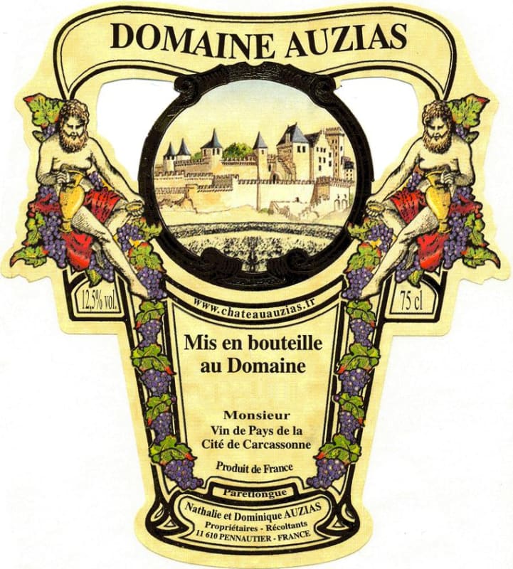 Chateau Auzias Cite de Carcassonne Cuvee Monsieur 2013 Front Label