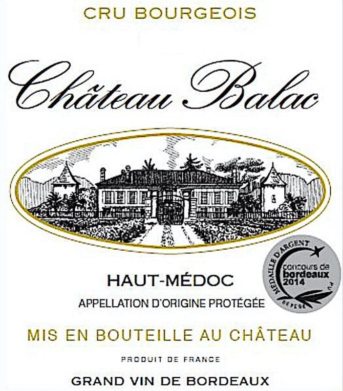 Chateau Balac Haut-Medoc 2014 Front Label