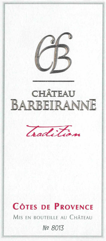 Chateau Barbeiranne Cotes de Provence Reserve Tradition Rouge 2011 Front Label