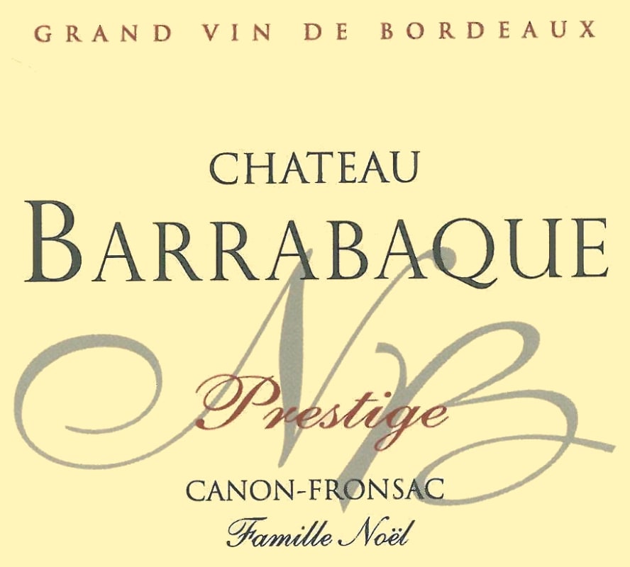 Chateau Barrabaque Canon-Fronsac Cuvee Prestige 2015 Front Label
