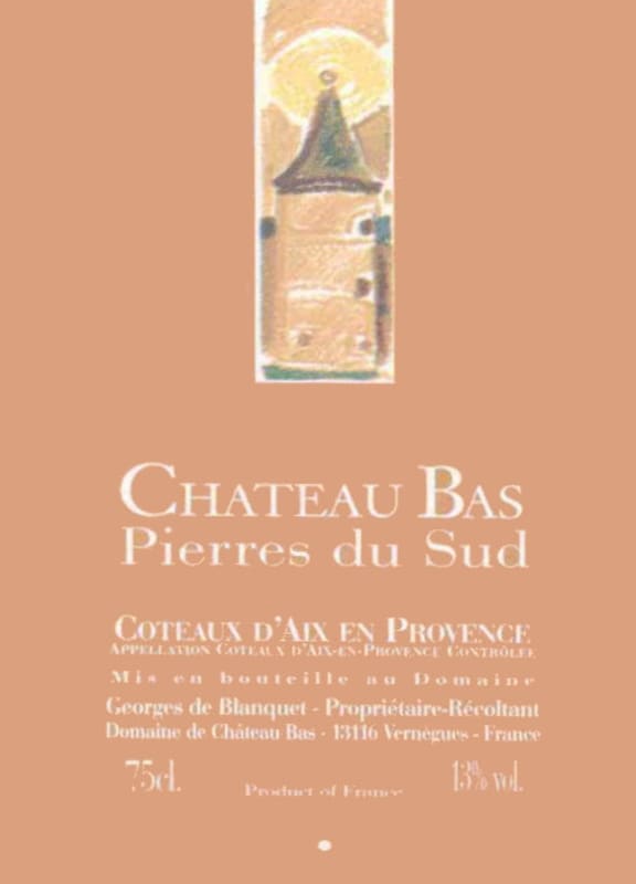 Chateau Bas Coteaux d'Aix en Provence Pierres du Sud Blanc 2007 Front Label