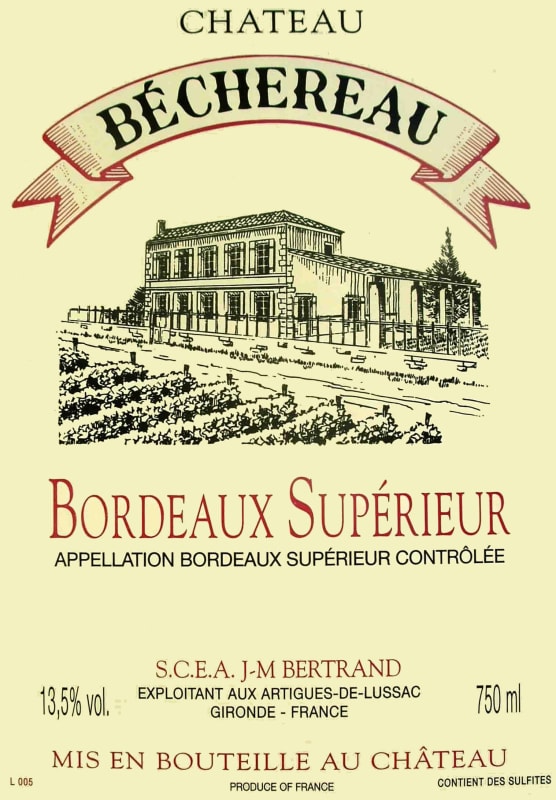 Chateau Bechereau Bordeaux Superieur 2006 Front Label