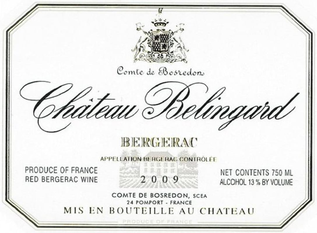 Chateau Belingard Bergerac Rouge 2009 Front Label