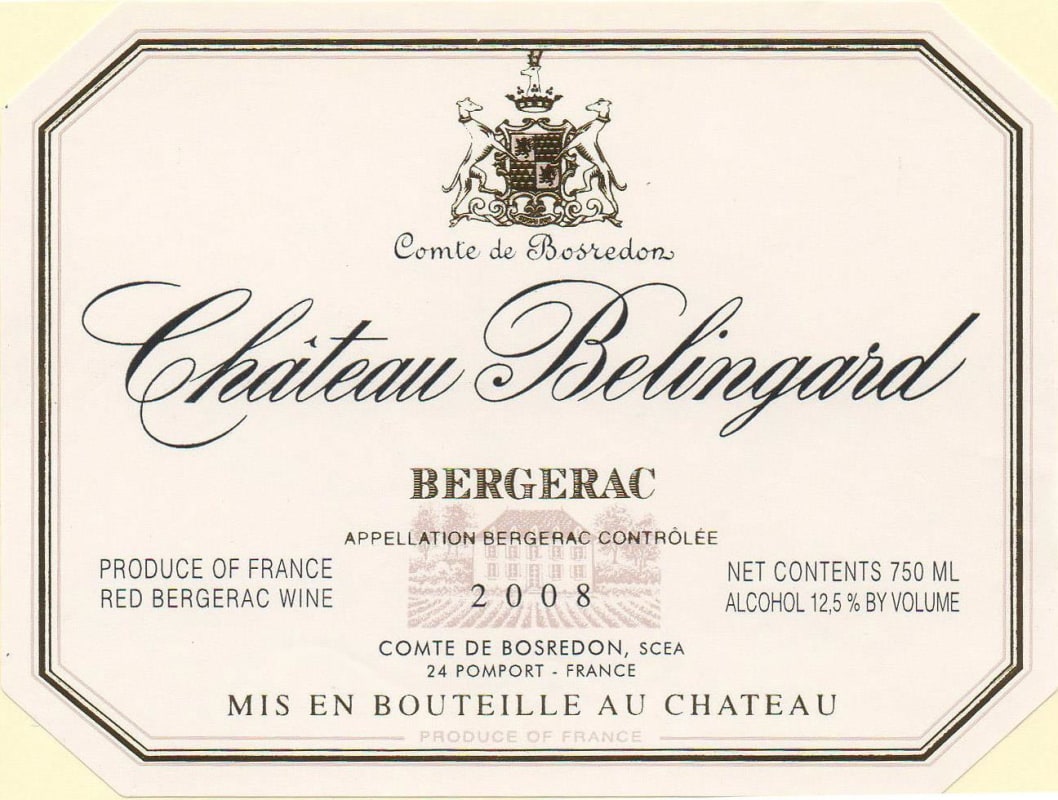 Chateau Belingard Bergerac Rouge 2008 Front Label