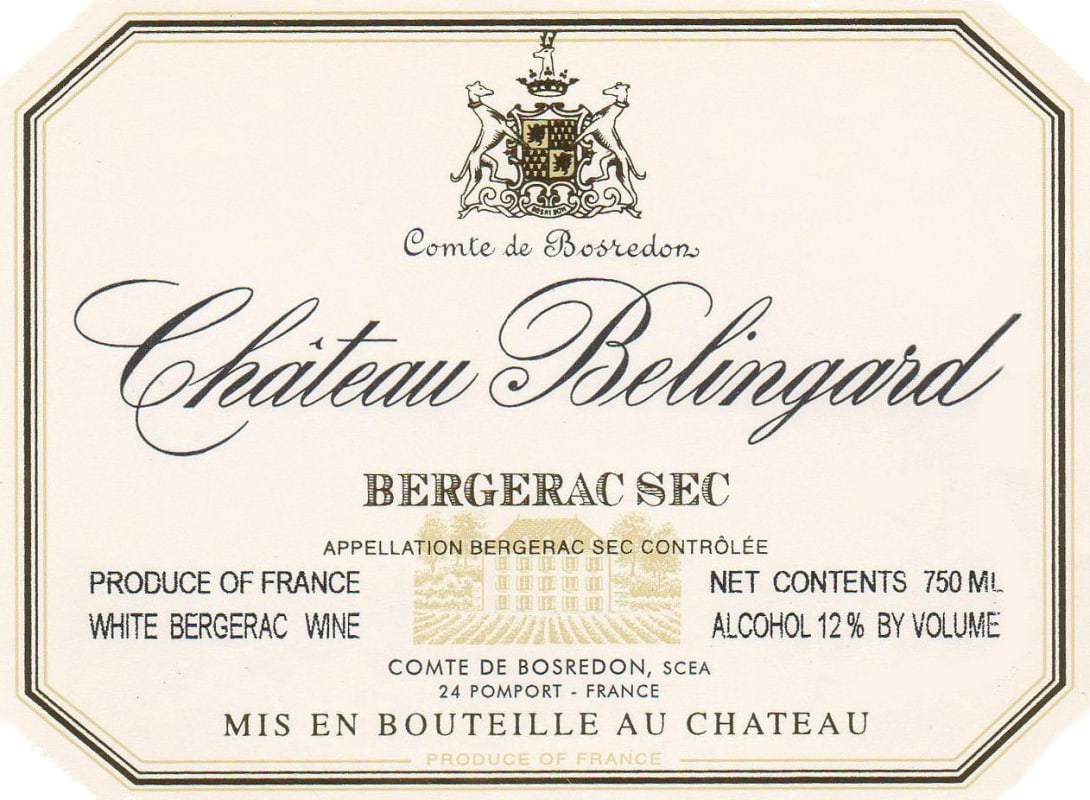 Chateau Belingard Bergerac Sec Blanc 2013 Front Label
