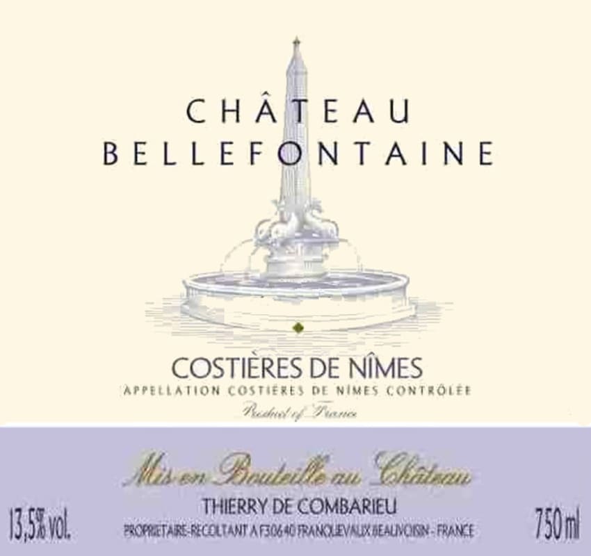 Chateau Bellefontaine Costieres de Nimes Rouge 2012 Front Label