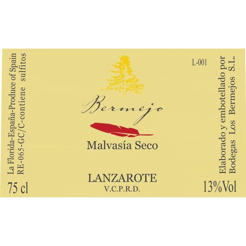 Los Bermejos Canary Islands Malvasia Seco 2016 Front Label
