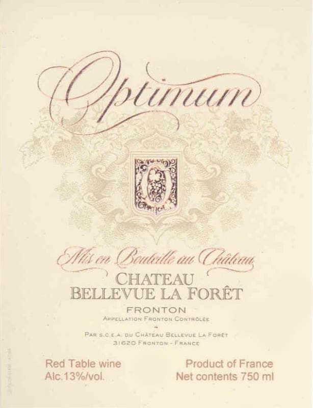 Chateau Bellevue La Foret Optimum 2006 Front Label