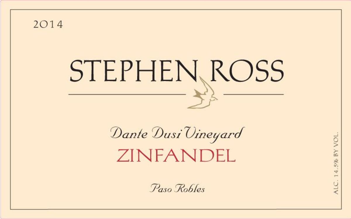 Stephen Ross Dante Dusi Vineyard Zinfandel 2014 Front Label