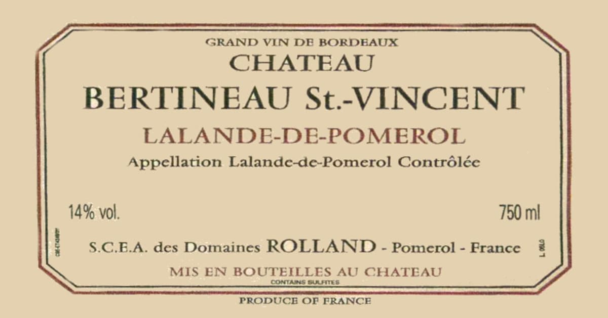 Chateau Bertineau St-Vincent Lalande-de-Pomerol 2006 Front Label