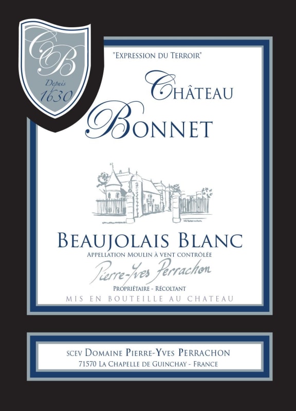 Chateau Bonnet Beaujolais Blanc 2015 Front Label
