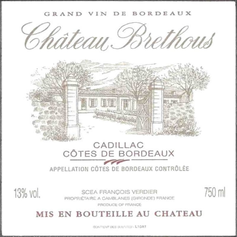 Chateau Brethous Cotes de Bordeaux Cadillac 2012 Front Label