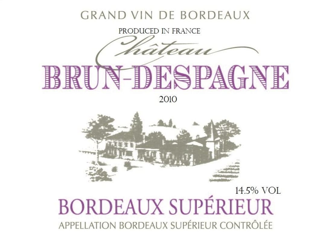 Chateau Brun-Despagne Bordeaux Superieur 2010 Front Label