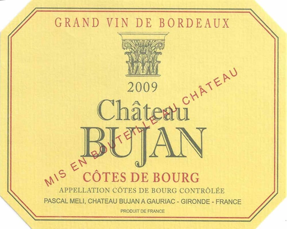 Chateau Bujan Cotes de Bourg 2009 Front Label