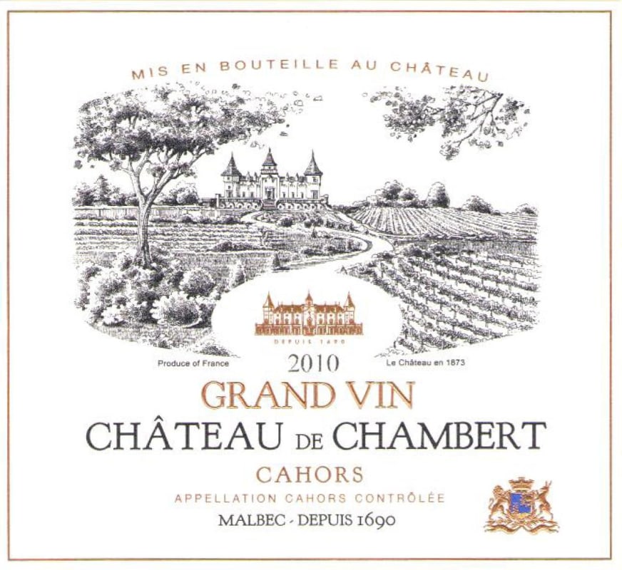 Chateau Chambert Cahors Grand Vin 2010 Front Label