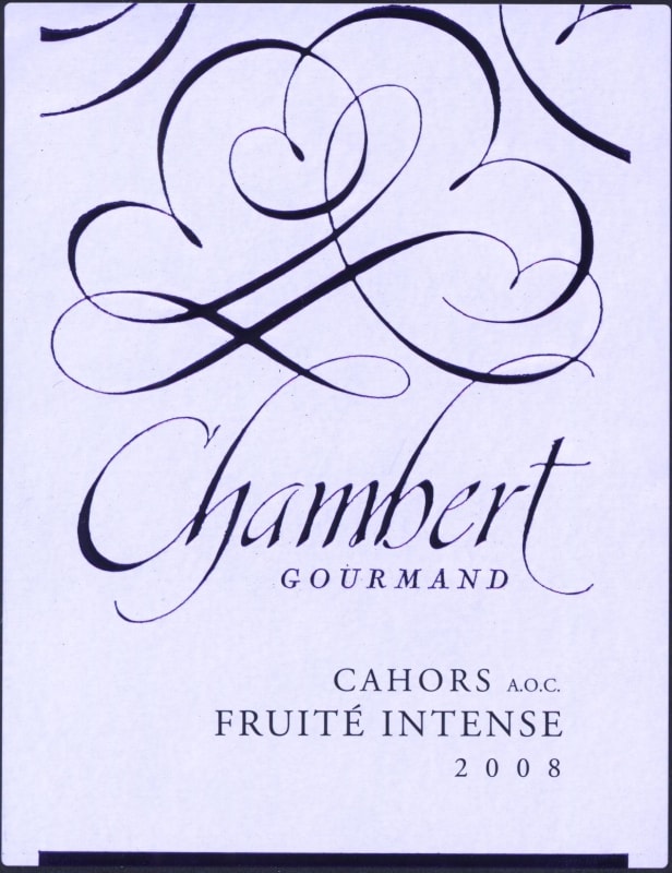 Chateau Chambert Cahors Chambert Gourmand Fruite Intense 2008 Front Label