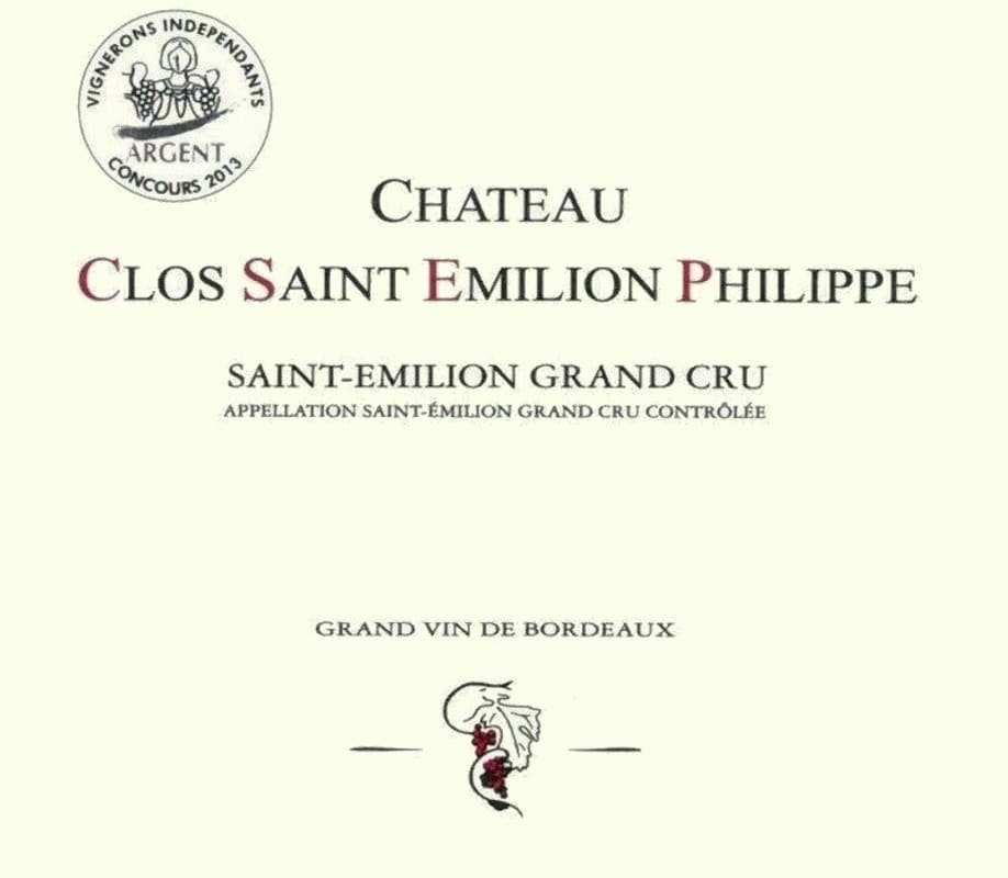 Chateau Clos Saint Emilion Philippe Saint-Emilion Grand Cru 2015 Front Label