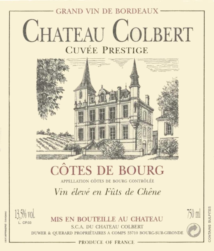 Chateau Colbert Cotes de Bourg Cuvee Prestige 2009 Front Label