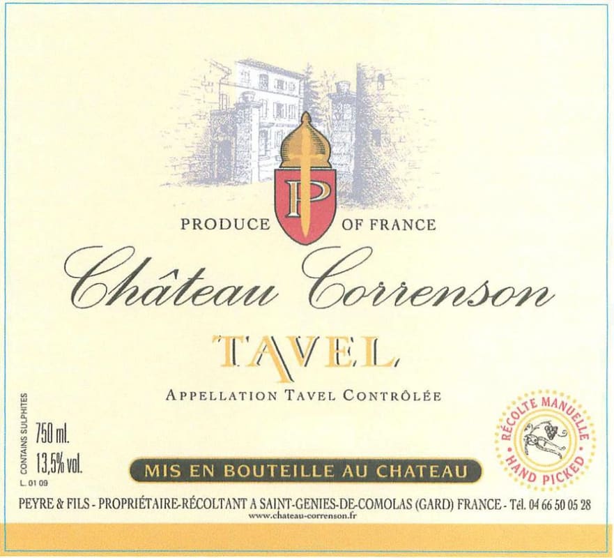 Chateau Correnson Tavel Rose 2012 Front Label