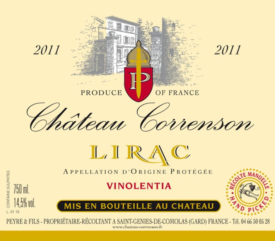 Chateau Correnson Lirac Vinolentia 2011 Front Label