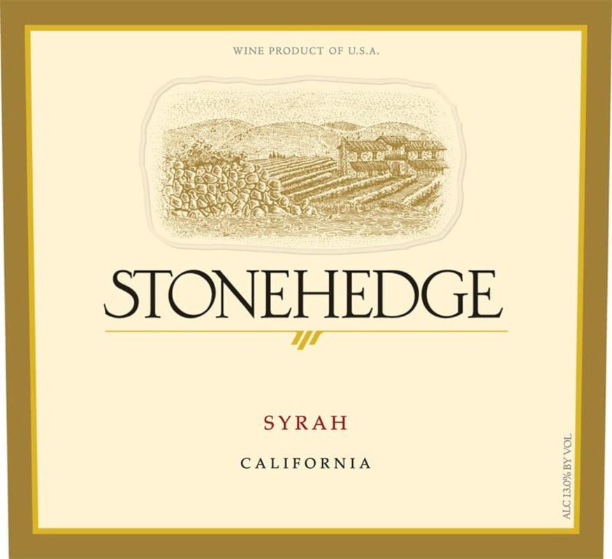 Stonehedge Syrah 2013 Front Label