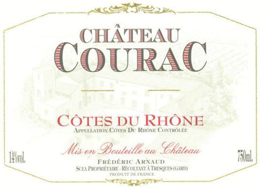 Chateau Courac Cotes du Rhone 2012 Front Label