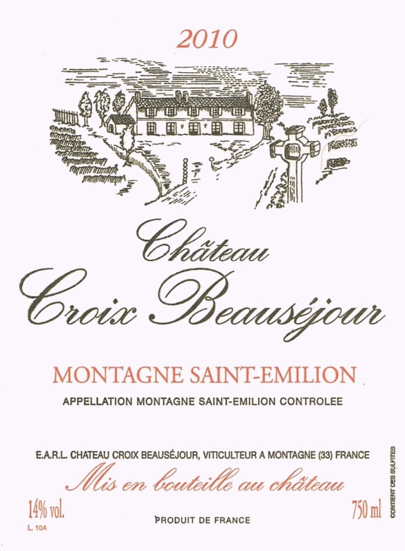 Chateau Croix Beausejour Montagne Saint-Emilion 2010 Front Label