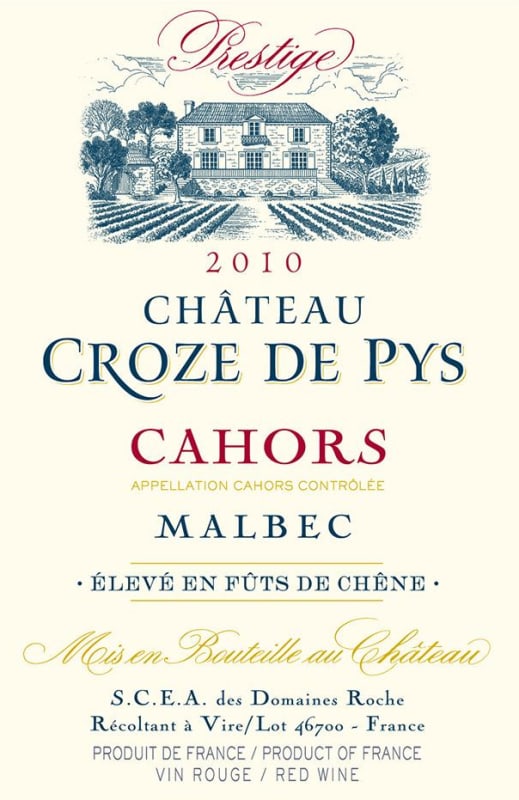Chateau Croze de Pys Cuvee Prestige 2010 Front Label