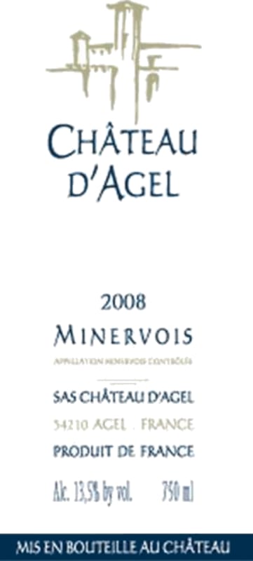 Chateau D'Agel Minervois 2008 Front Label