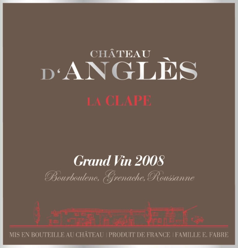 Chateau d'Angles La Clape Grand Vin Blanc 2008 Front Label