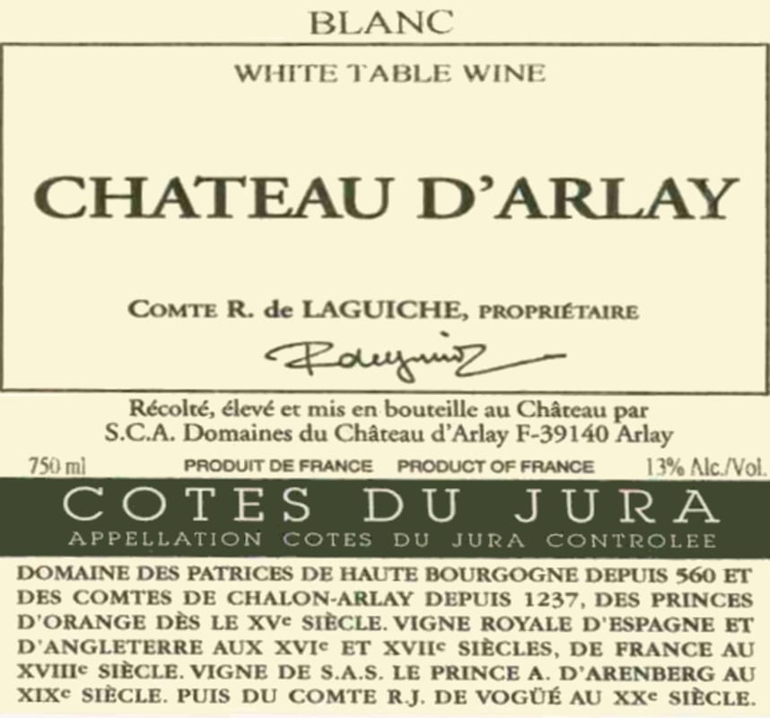 Chateau d'Arlay Cotes du Jura Tradition Blanc 2009 Front Label