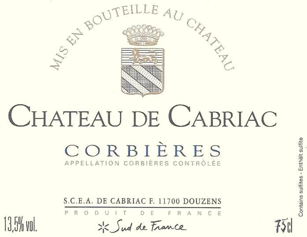 Chateau de Cabriac Corbieres 2013 Front Label