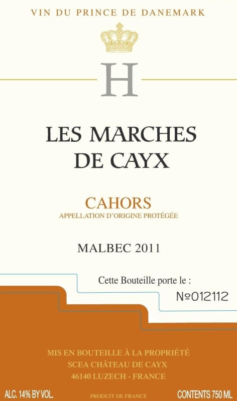 Chateau de Cayx Cahors Les Marches de Cayx 2011 Front Label
