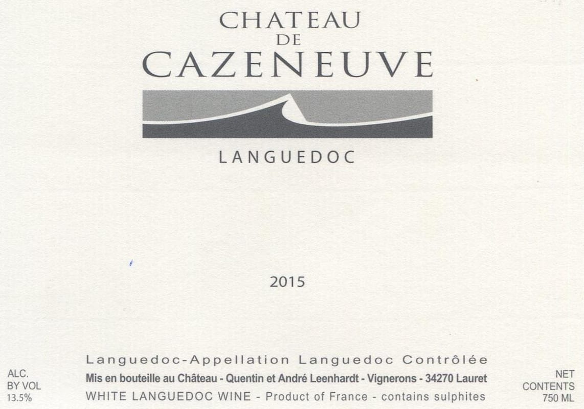 Chateau de Cazeneuve Languedoc Blanc 2015 Front Label