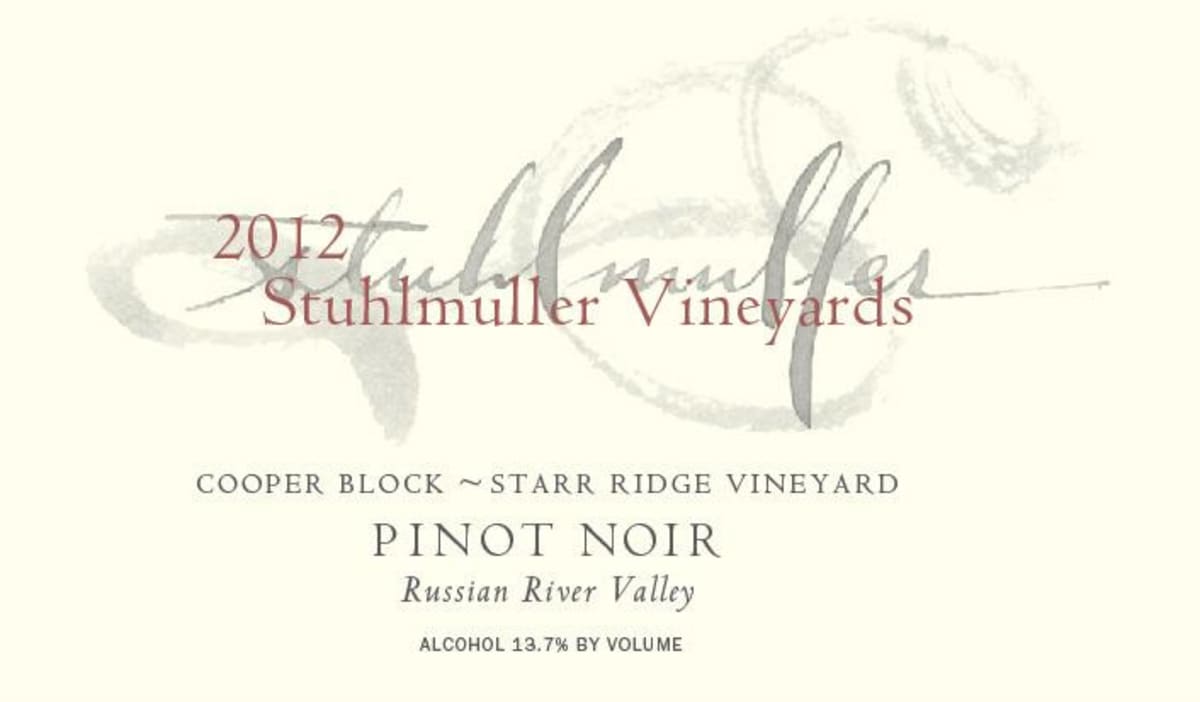 Stuhlmuller Vineyards Cooper Block Starr Ridge Vineyard Pinot Noir 2012 Front Label