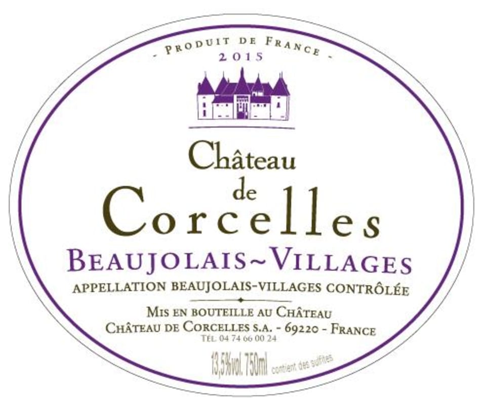 Chateau de Corcelles Beaujolais Villages 2015 Front Label