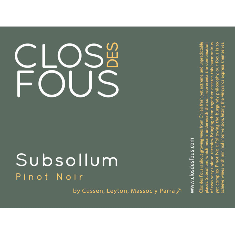 Clos des Fous Subsollum Pinot Noir 2013 Front Label