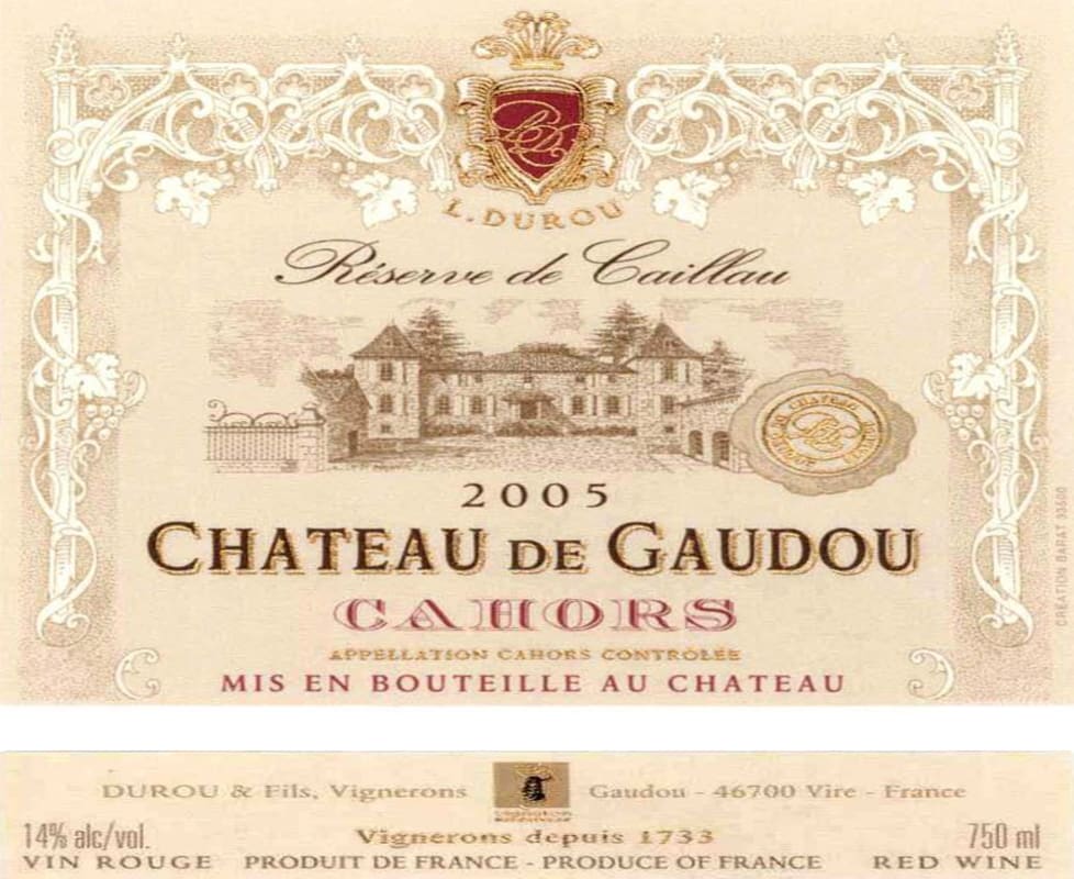 Chateau de Gaudou Reserve de Caillau 2005 Front Label