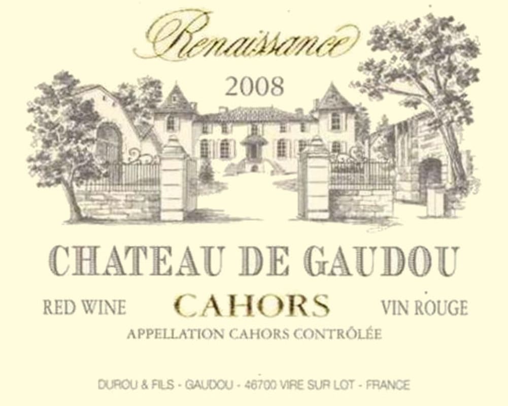 Chateau de Gaudou Cahors Renaissance 2008 Front Label
