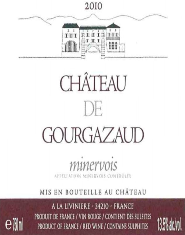 Chateau de Gourgazaud Minervois 2010 Front Label