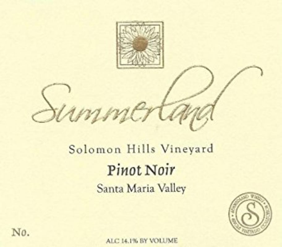 Summerland Solomon Hills Vineyard Pinot Noir 2010 Front Label