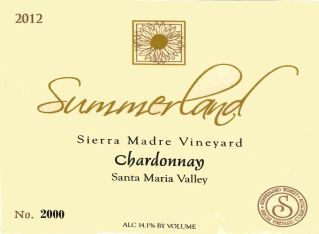 Summerland Sierra Madre Vineyard Chardonnay 2012 Front Label