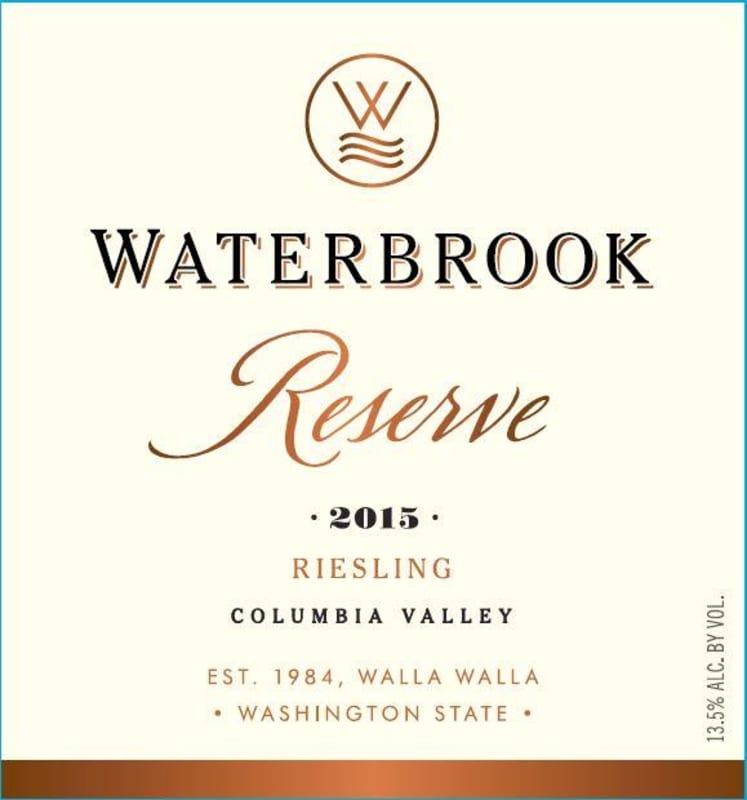 Waterbrook Reserve Riesling 2015 Front Label