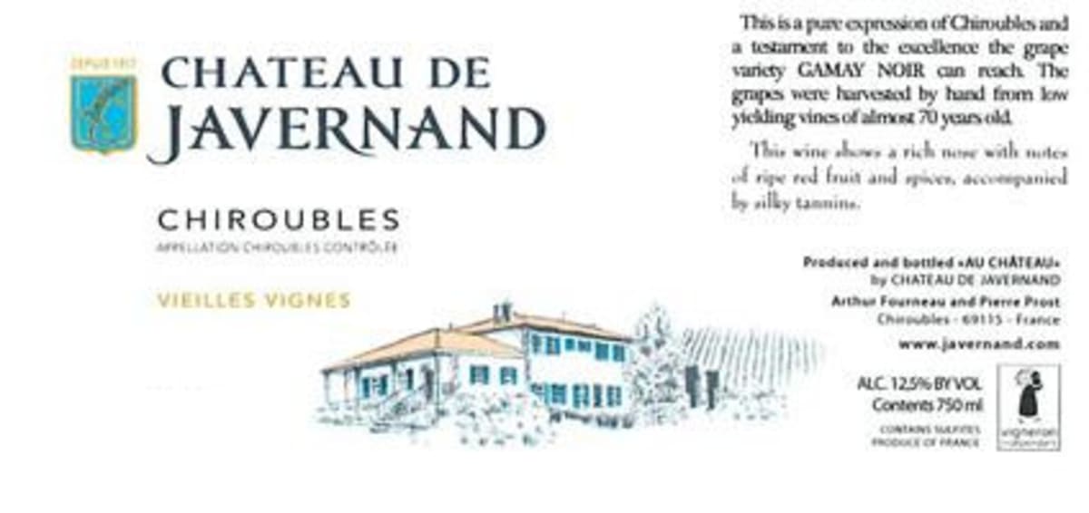 Chateau de Javernand Chiroubles Vieilles Vignes 2013 Front Label