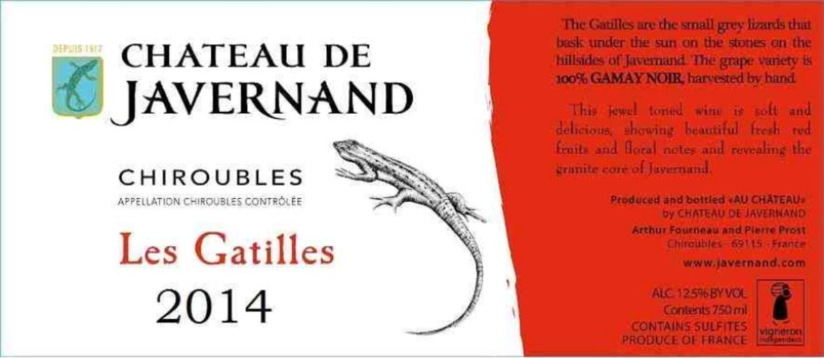 Chateau de Javernand Chiroubles Les Gatilles 2014 Front Label