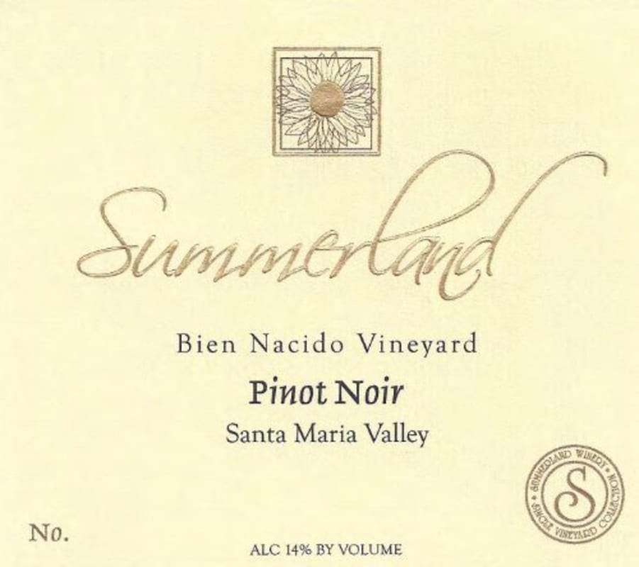 Summerland Bien Nacido Vineyard Pinot Noir 2013 Front Label