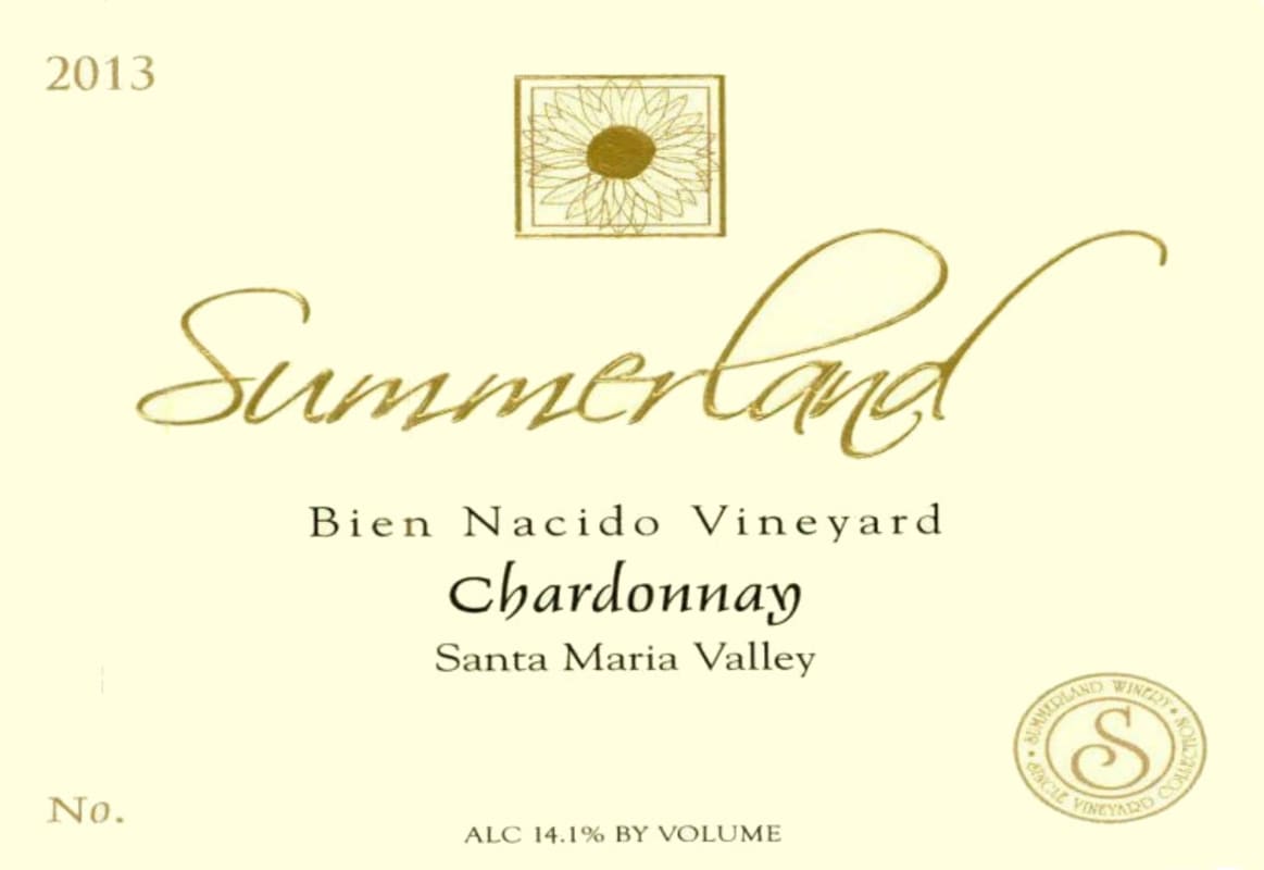 Summerland Bien Nacido Vineyard Chardonnay 2013 Front Label