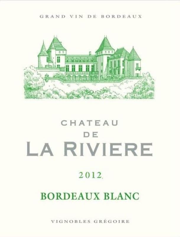 Chateau de la Riviere Bordeaux Blanc 2012 Front Label