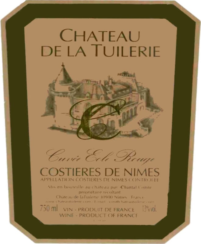 Chateau de la Tuilerie Costieres de Nimes La Cuvee Eole Rouge 2011 Front Label