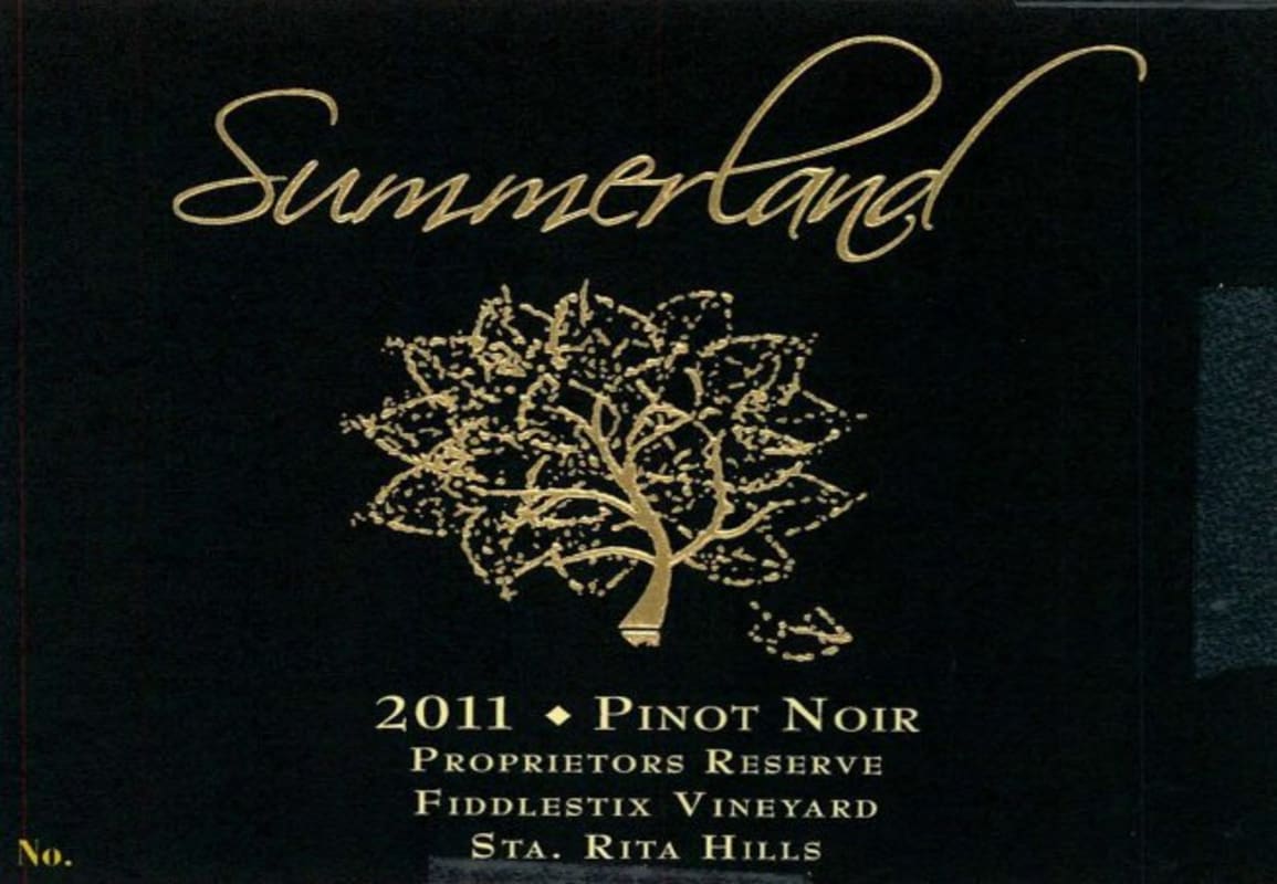 Summerland Fiddlestix Vineyard Proprietor's Reserve Pinot Noir 2011 Front Label